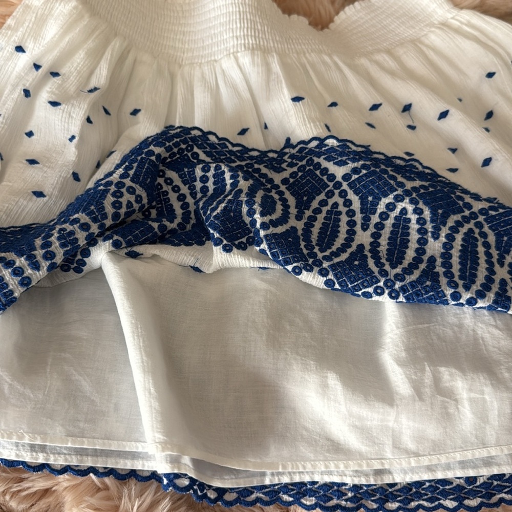 Jcrew elastic waist white with blue embroidery gauze skirt. Brand new with tags. - Picture 6 of 8